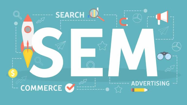 SEM or search engine marketing concept illustration